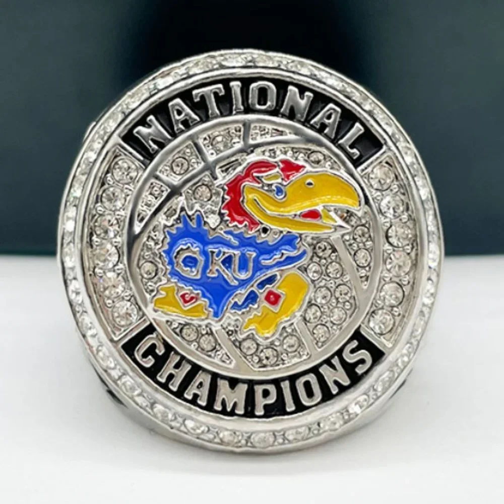 Kansas Jayhawks Championship Ring Basketball Fan‎ Edition 2022 Silver